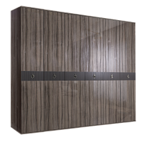 Шкаф 6-ти дверный Римини СОЛО (Орех империя/Серебро) РМШ2/6(s)