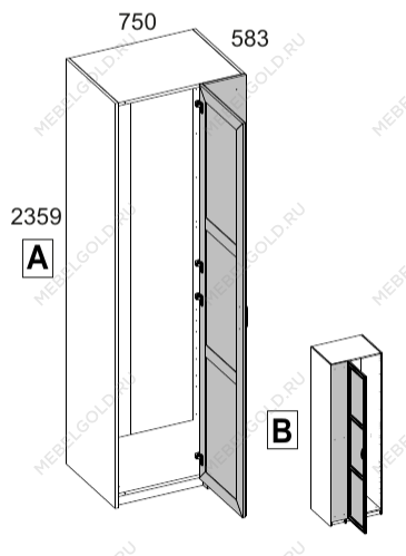 Шкаф угловой ПАКС (PAX) 75/56, белый | изображение 2