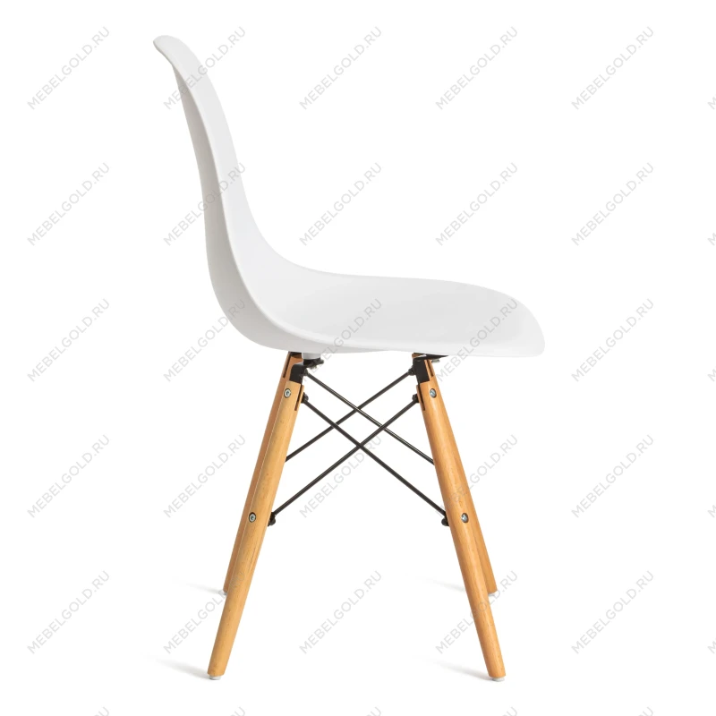 Стул CINDY (EAMES) (mod. 1801), дерево бук/металл/сиденье пластик, 45x51x82 см, White (белый) | изображение 1