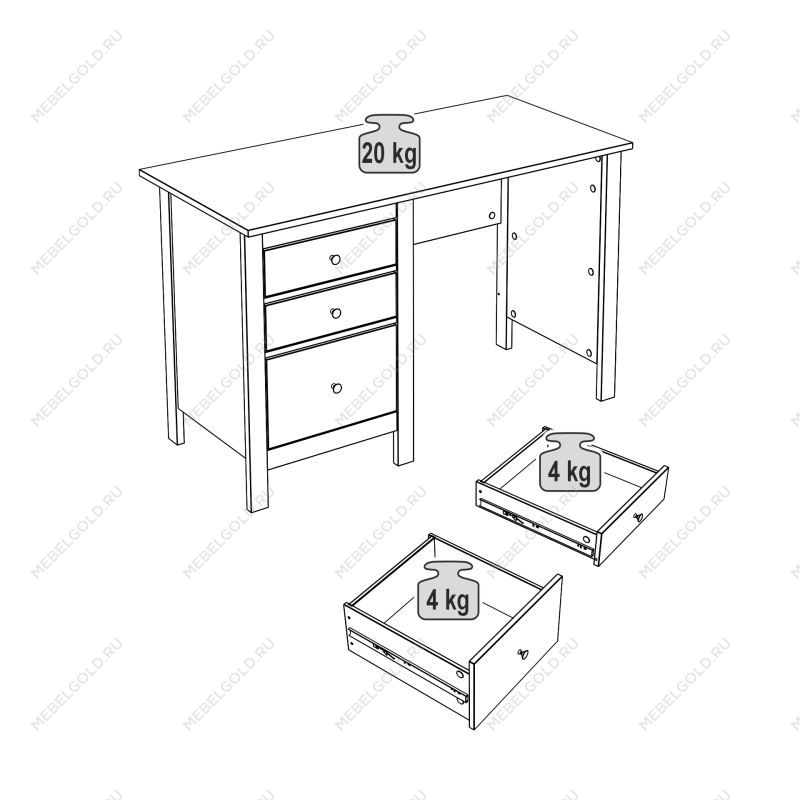 САГА стол письменный 120х56 белый/ясень | изображение 3