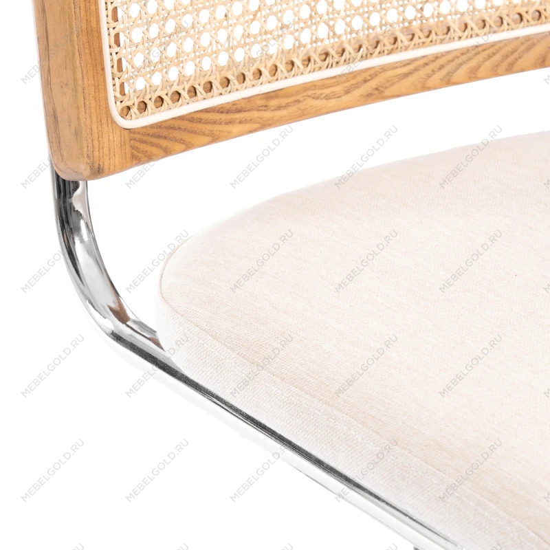 Стул MANI, дерево вяз, ротанг/ткань лен, металлический каркас, Груша (№3), 46х46х78 см | изображение 5