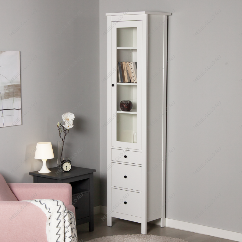 САГА шкаф с витриной 50 белый | изображение 5