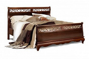 Кровать Оскар (высокое изножье), без основания, без матраса, (1200x2000), орех
