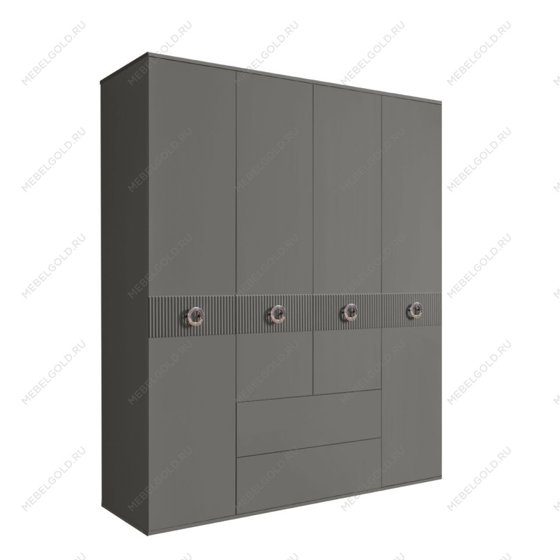 Шкаф 4-х дверный с ящиками, Bogemia Fillini (Серый/Хром) БМШ2/41(Fi)