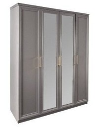 Шкаф Мокко 4-дверный с зеркалом серый