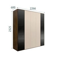Шкаф 5-ти дв. Bogemia Woodline Air (Ваниль/Черный) БМШ2/5(2)