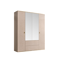 Шкаф 4-х дверный с зеркалом, с ящиками Римини (Латте/Золото) РМШ1/41