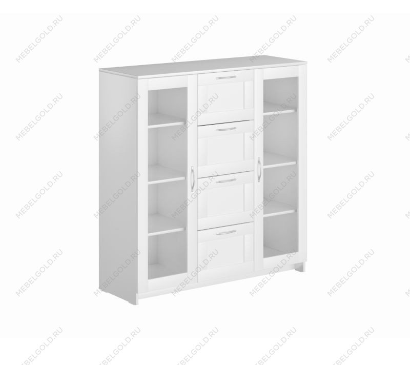 БРИМНЭС / СИРИУС тумба ИКЕА / IKEA 2 двери со стеклом и 4 ящика 117х123 белая | изображение 3