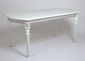 Стол овальный Милорд-170 (90х170х220/белый/патина серебро)