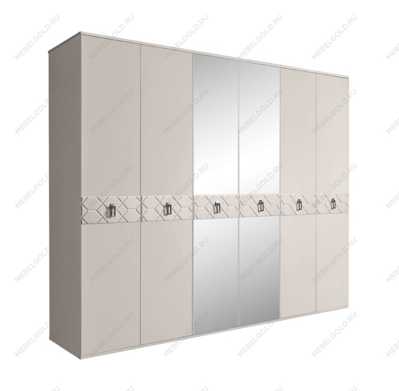 Шкаф 6-ти дв. с зеркалами Bogemia Farfalle (Шелк/Хром) БМШ1/6(Fa)