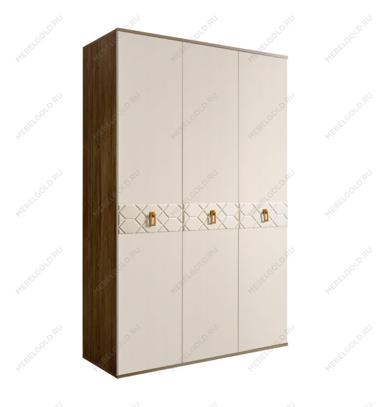 Шкаф 3-х дверный Bogemia Woodline Fa (Слоновая кость/Золото) БМШ2/3