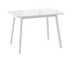 Стол Бриз (R) 110 раздвижной со стеклом (140)х70, Белый/Белый