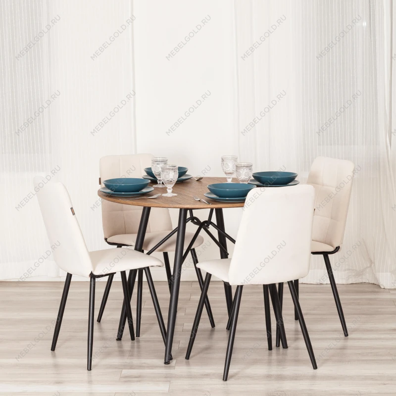 Стул обеденный Asti, TREND, велюр, молочный/черный, 4, 50х55х93 | изображение 9